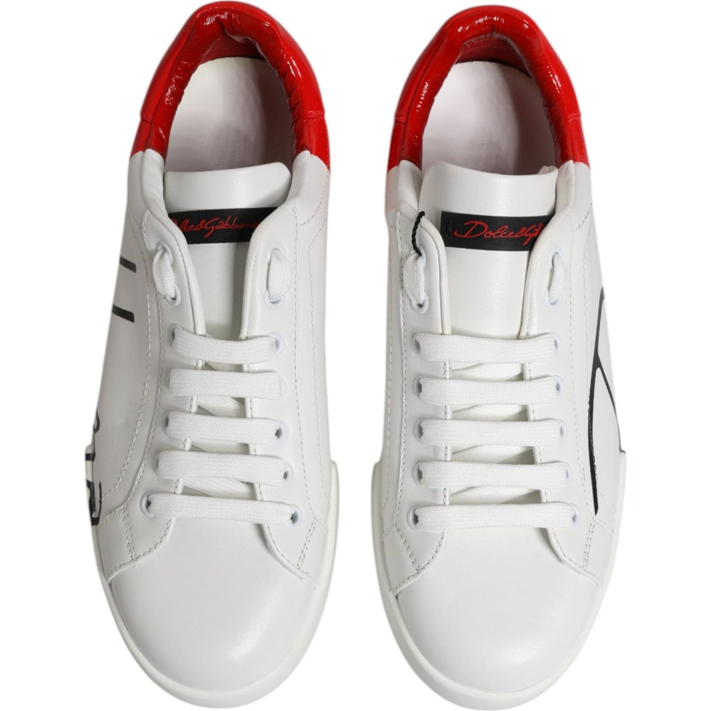 Dolce & Gabbana Dolce & Gabbana White Red Leather Logo Low Top Sneakers Shoes MV7295-39 1728,67345645728,Dolce & Gabbana,EU39/US6,Material: 100% Calf Leather,Men,Men - Shoes,New with tags,Shoes,Sneakers - Men - Shoes,White and Red