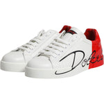 Dolce & Gabbana Dolce & Gabbana White Red Leather Logo Low Top Sneakers Shoes MV7295-39 1728,67345645728,Dolce & Gabbana,EU39/US6,Material: 100% Calf Leather,Men,Men - Shoes,New with tags,Shoes,Sneakers - Men - Shoes,White and Red