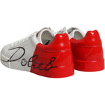 Dolce & Gabbana Dolce & Gabbana White Red Leather Logo Low Top Sneakers Shoes MV7295-39 1728,67345645728,Dolce & Gabbana,EU39/US6,Material: 100% Calf Leather,Men,Men - Shoes,New with tags,Shoes,Sneakers - Men - Shoes,White and Red