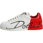 Dolce & Gabbana Dolce & Gabbana White Red Leather Logo Low Top Sneakers Shoes MV7295-39 1728,67345645728,Dolce & Gabbana,EU39/US6,Material: 100% Calf Leather,Men,Men - Shoes,New with tags,Shoes,Sneakers - Men - Shoes,White and Red
