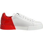 Dolce & Gabbana Dolce & Gabbana White Red Leather Logo Low Top Sneakers Shoes MV7295-39 1728,67345645728,Dolce & Gabbana,EU39/US6,Material: 100% Calf Leather,Men,Men - Shoes,New with tags,Shoes,Sneakers - Men - Shoes,White and Red