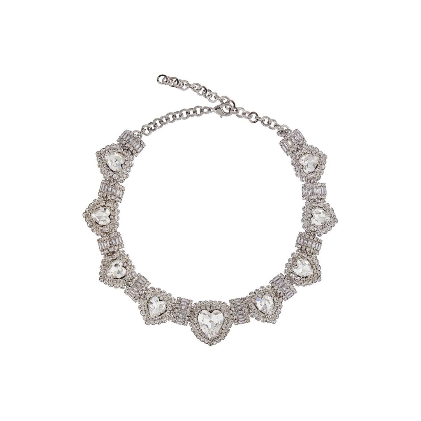 Alessandra Rich heart necklace in hypoallergenic silver crystal