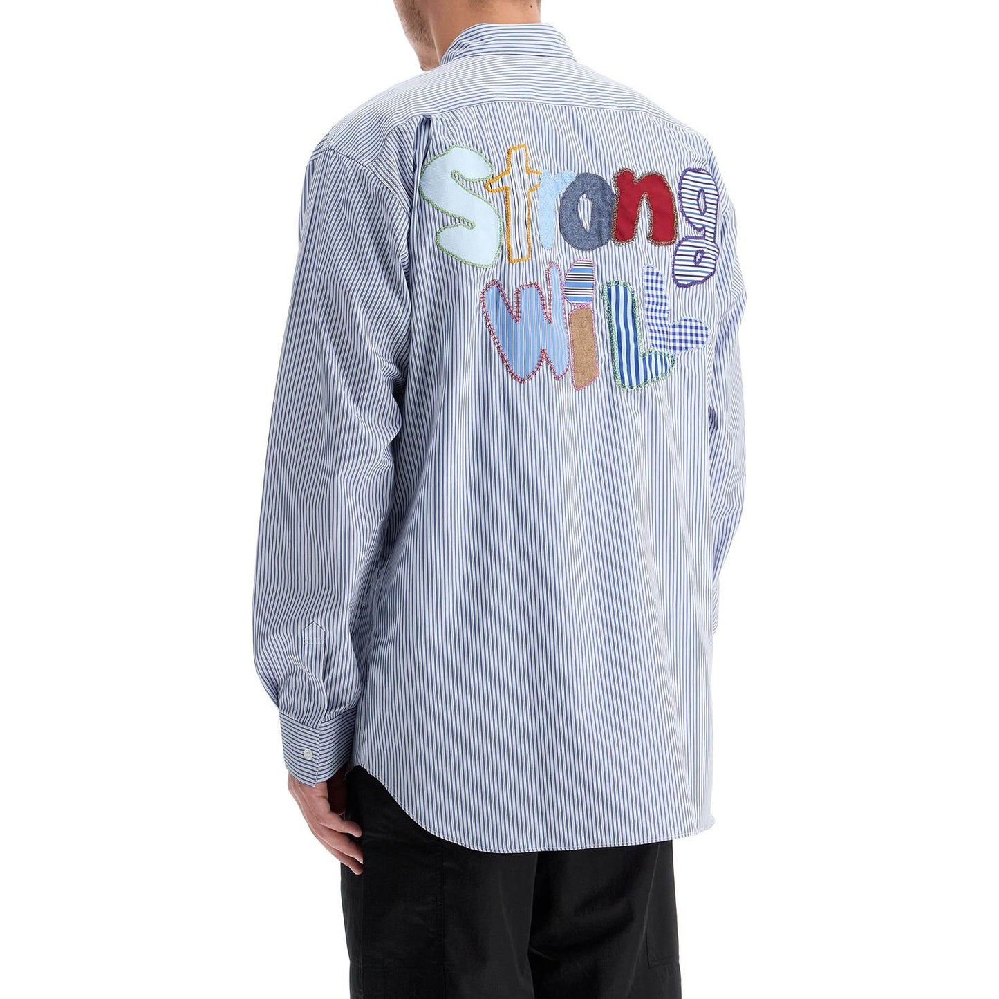 Comme Des Garcons Shirt 'strong will' striped Shirts Comme Des Garcons Shirt Light Gray