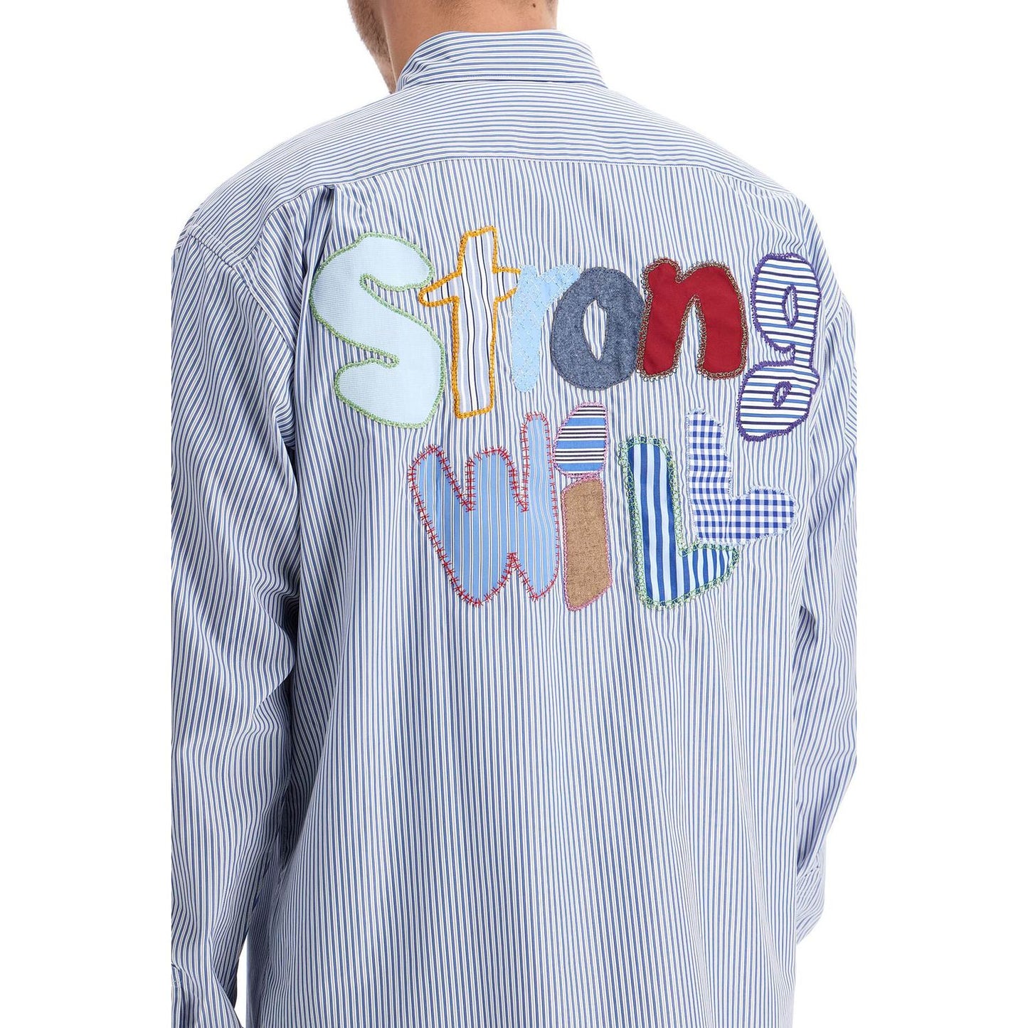 Comme Des Garcons Shirt 'strong will' striped Shirts Comme Des Garcons Shirt Light Gray