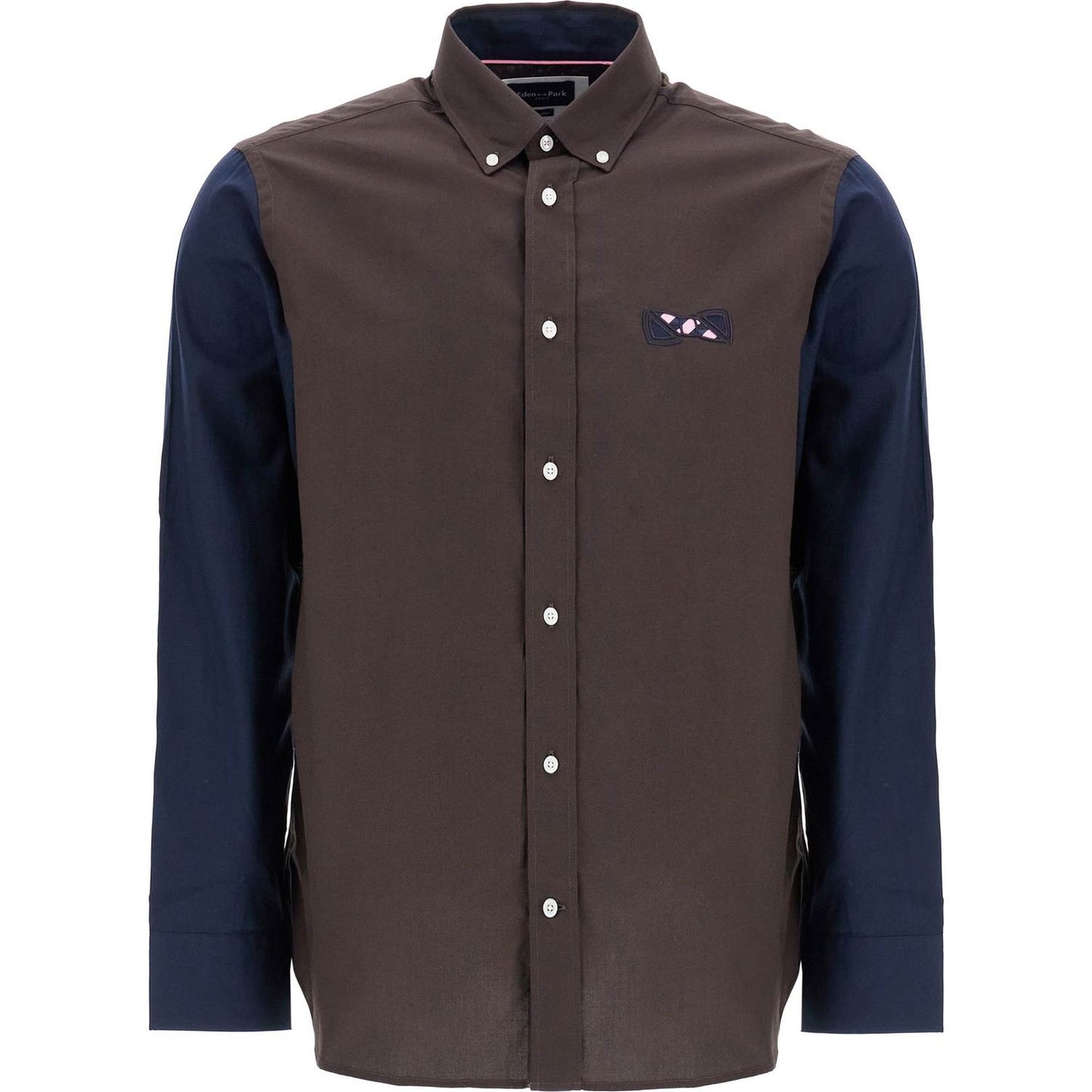 EDEN PARK men's brown and blue patterned long sleeve cotton shirt Shirts EDEN PARK Dark Slate Gray