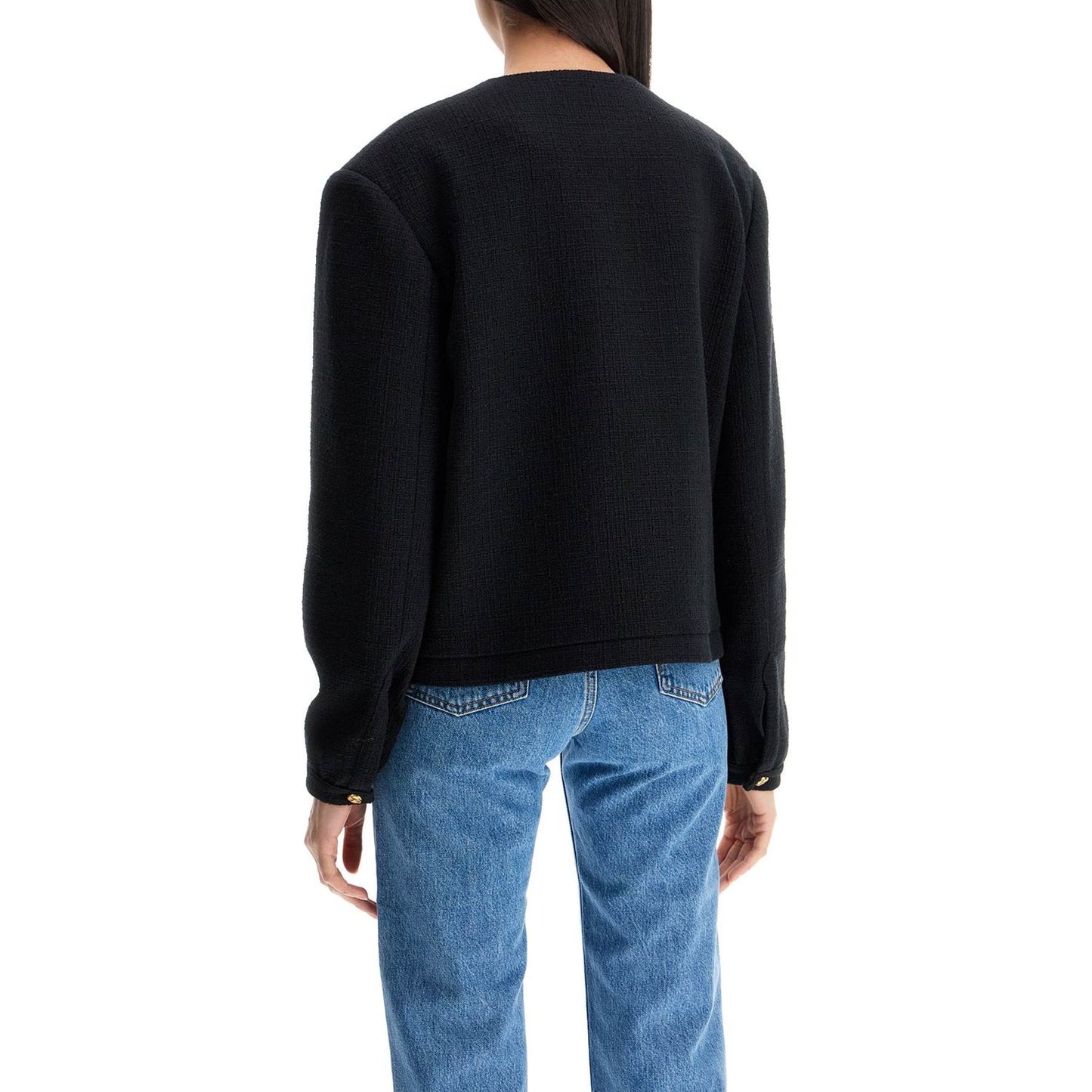 Blaze Milano cropped black cotton bolero with golden buttons