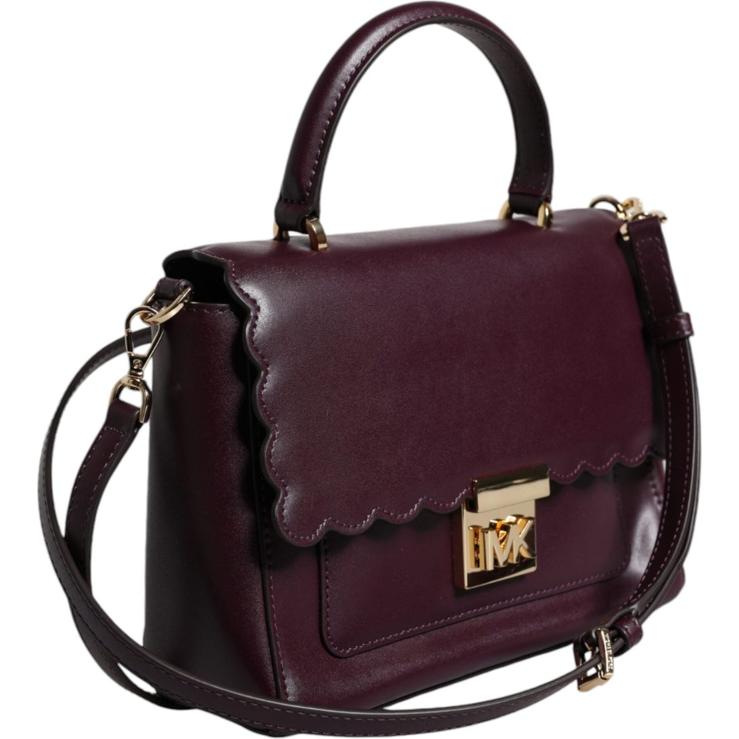 Michael Kors Purple Leather Logo Plaque Crossbody MINDY Satchel Bag MK5011