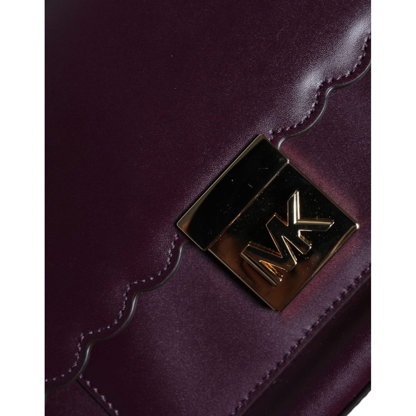 Michael Kors Purple Leather Logo Plaque Crossbody MINDY Satchel Bag MK5011