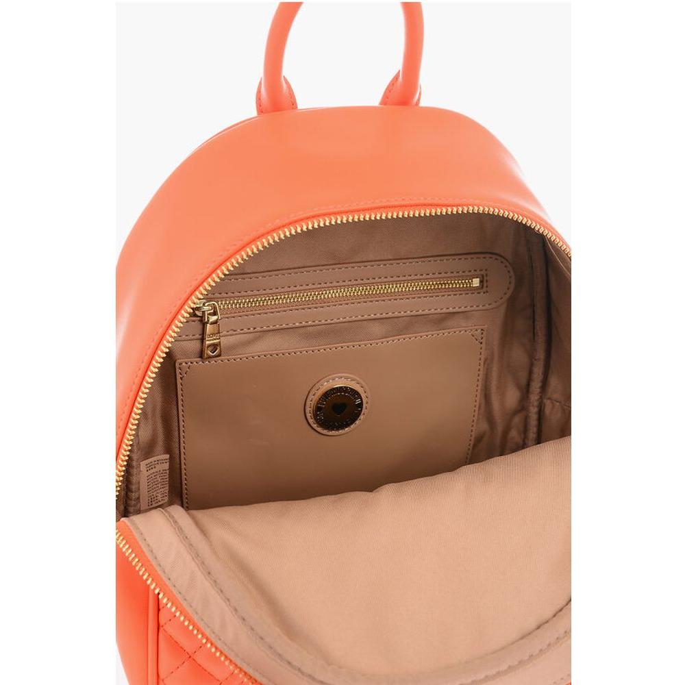 Moschino Moschino LOVE Quilted Faux Leather Backpack with Matched Pouch MOP483449GD 1728,74866327712,Backpacks - Women - Bags,Bags,Moschino,New with tags,Orange,Women,Women - Bags
