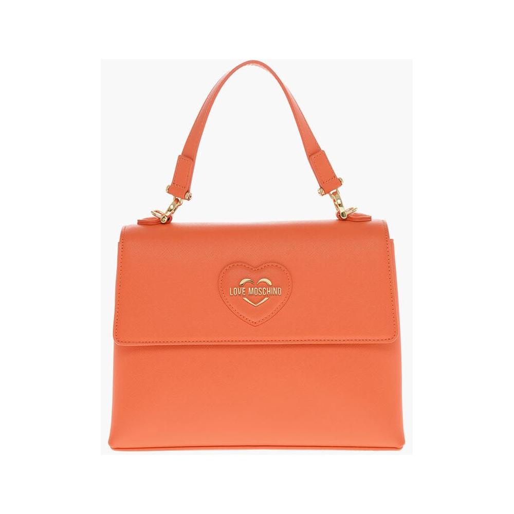 Moschino Moschino LOVE Saffiano Faux Leather Hande Bag with Removable Shoulder MOP554744GD 1728,74866327712,Bags,Moschino,New with tags,Orange,Tote Bags - Women - Bags,Women,Women - Bags