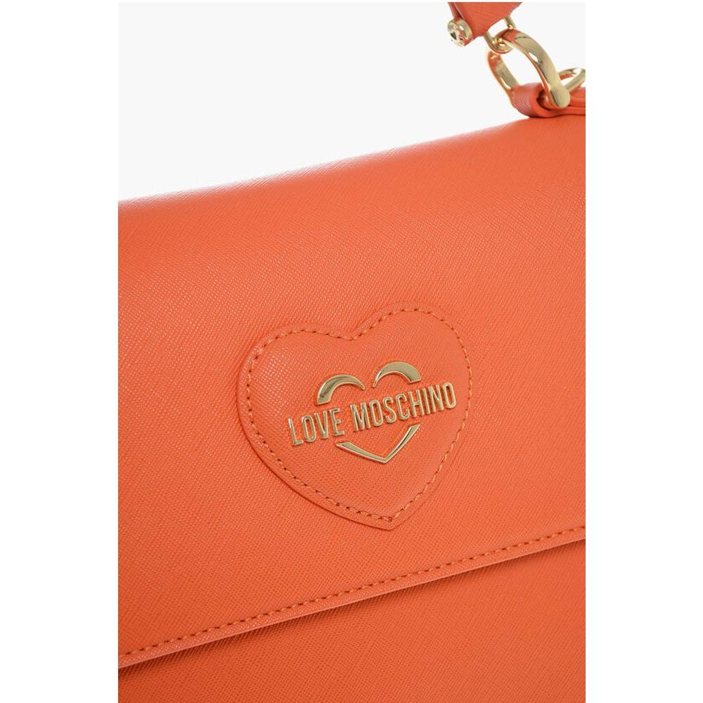 Moschino Moschino LOVE Saffiano Faux Leather Hande Bag with Removable Shoulder MOP554744GD 1728,74866327712,Bags,Moschino,New with tags,Orange,Tote Bags - Women - Bags,Women,Women - Bags