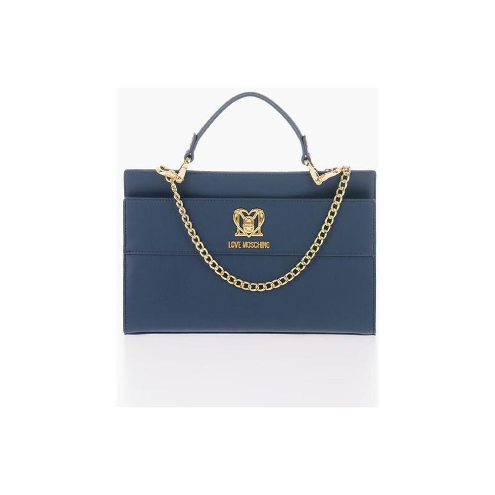 Moschino Moschino LOVE Solid Color bag with Removable Faux Fur Handle MOP490436GD 1728,74866327712,Bags,Blue,Moschino,New with tags,Tote Bags - Women - Bags,Women,Women - Bags