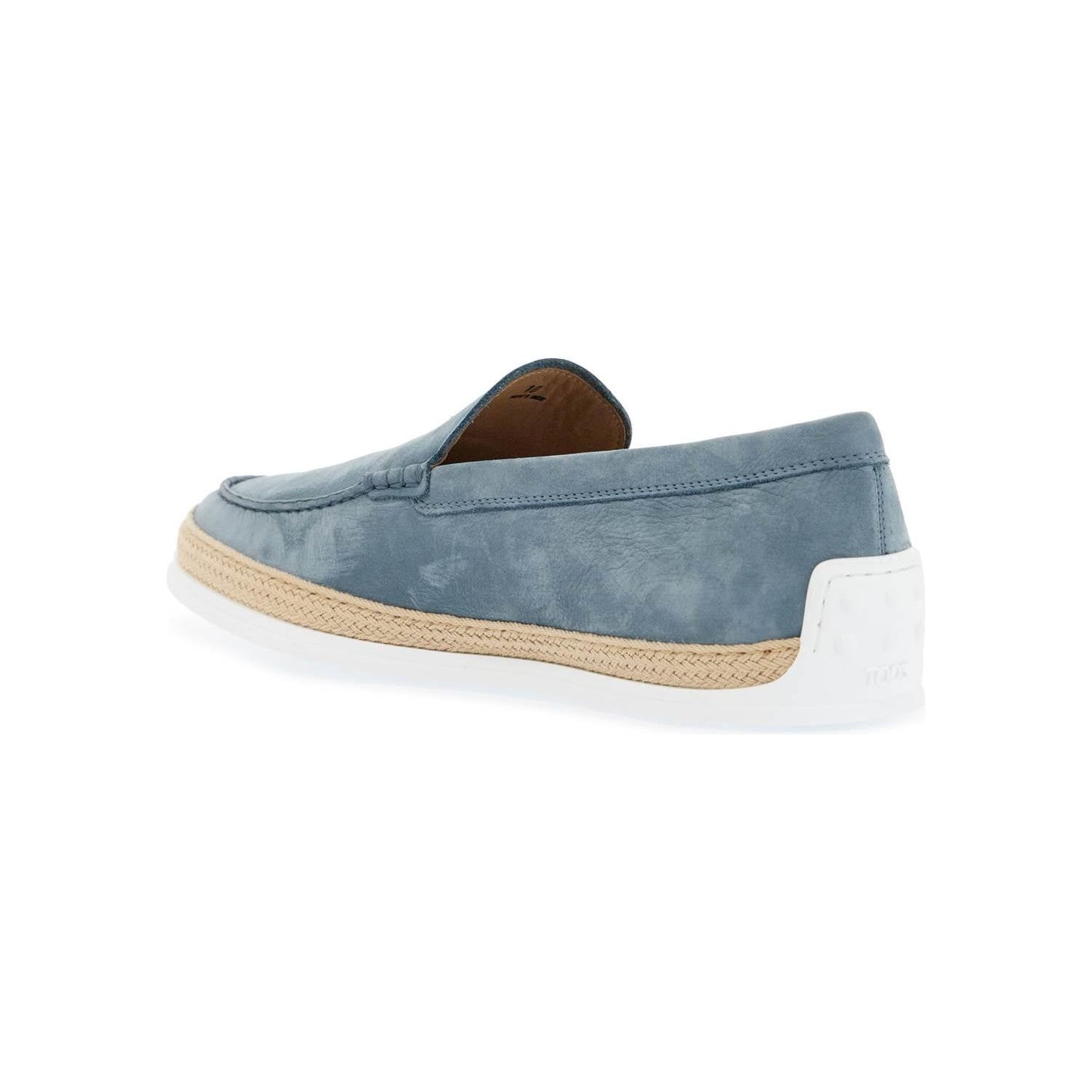 Tod'S light blue calfskin loafers with rubber and rope sole Moccasins Tod'S Light Slate Gray