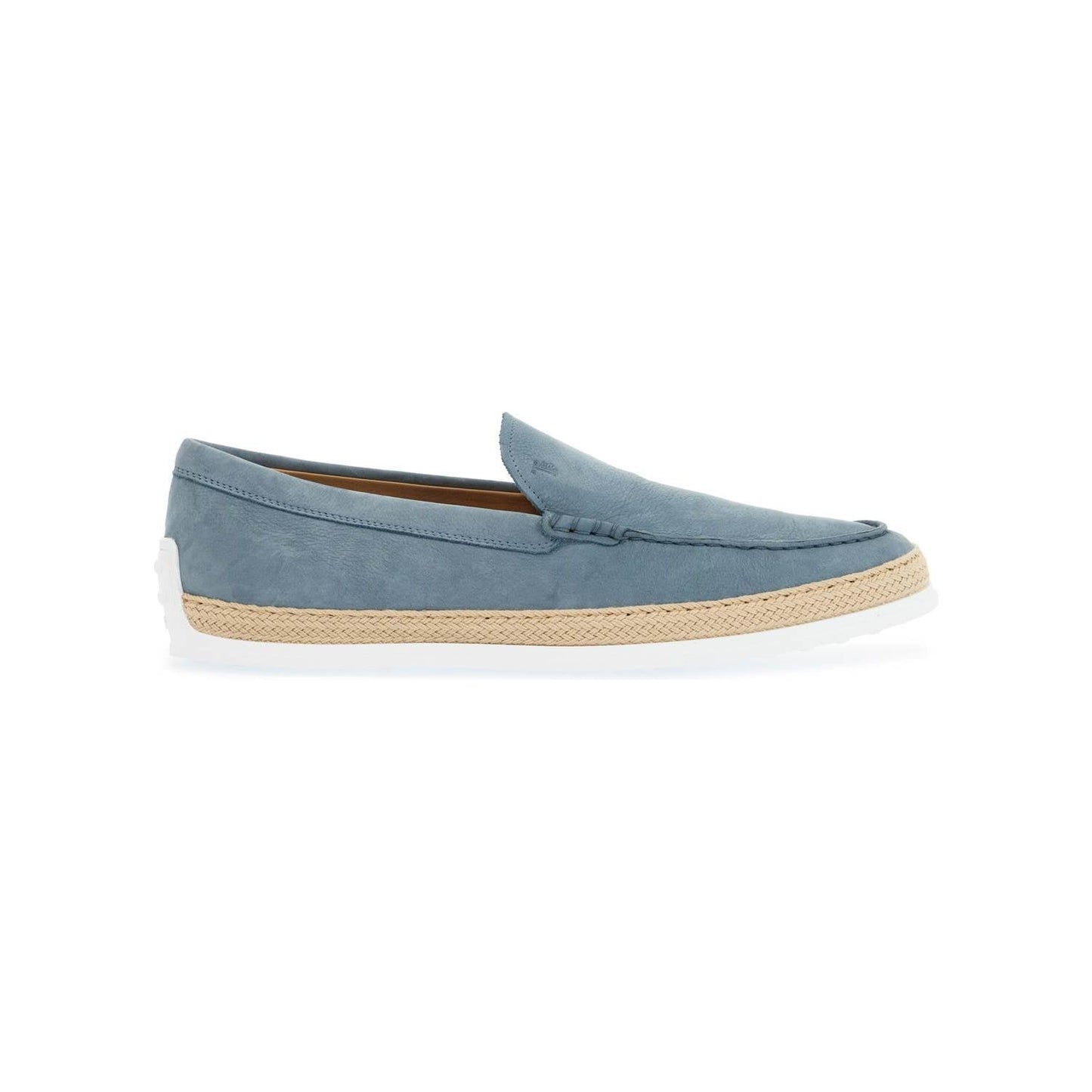 Tod'S light blue calfskin loafers with rubber and rope sole Moccasins Tod'S Light Slate Gray