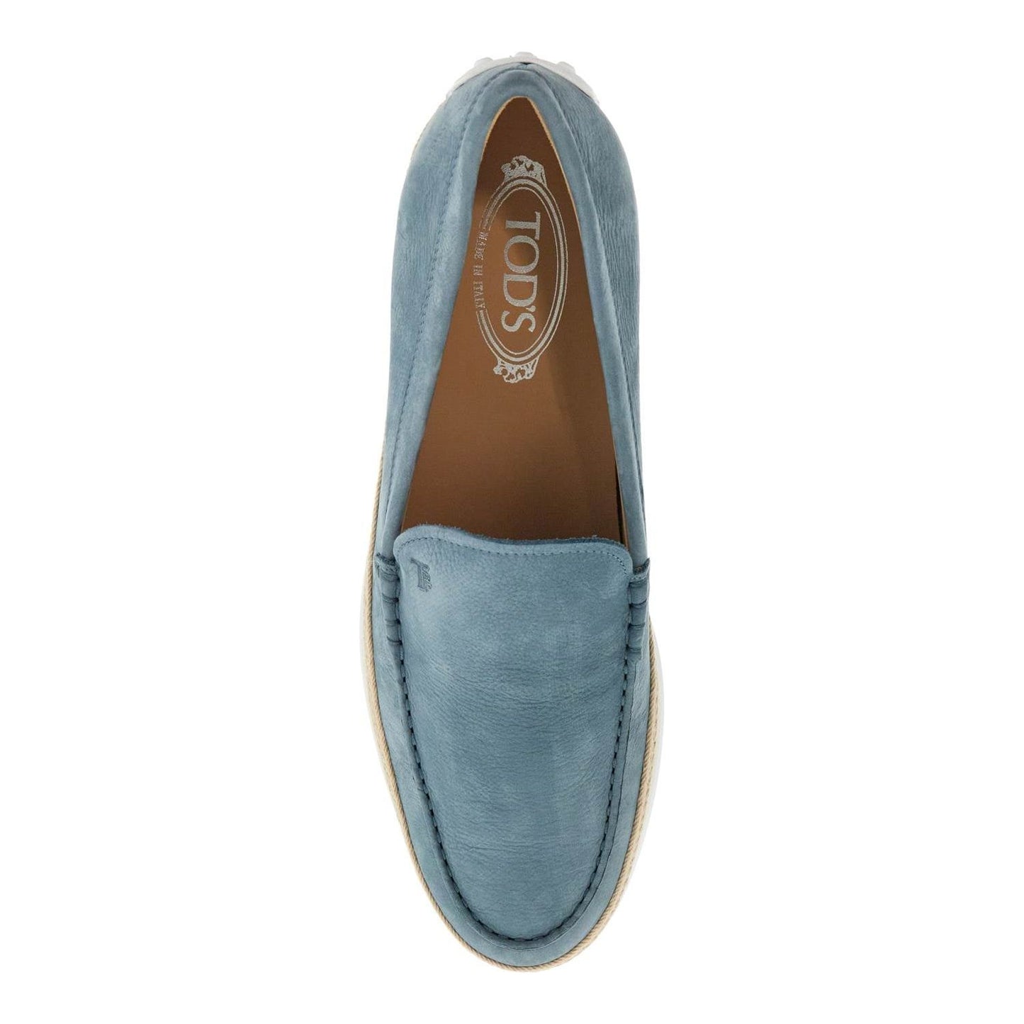 Tod'S light blue calfskin loafers with rubber and rope sole Moccasins Tod'S Slate Gray