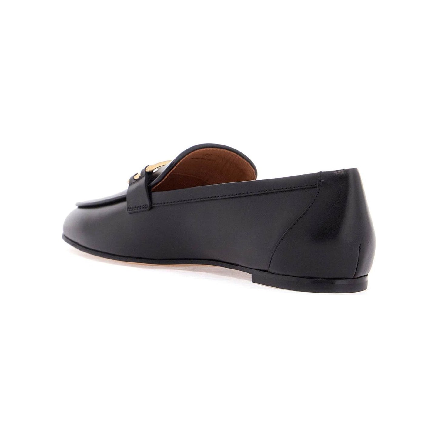 Tod'S black calfskin women's loafers with metallic band Loafers Tod'S Dark Slate Gray