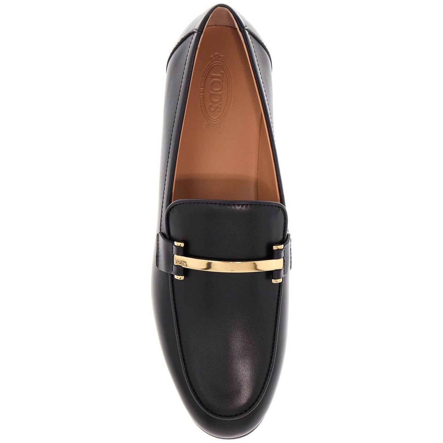 Tod'S black calfskin women's loafers with metallic band Loafers Tod'S Dark Slate Gray