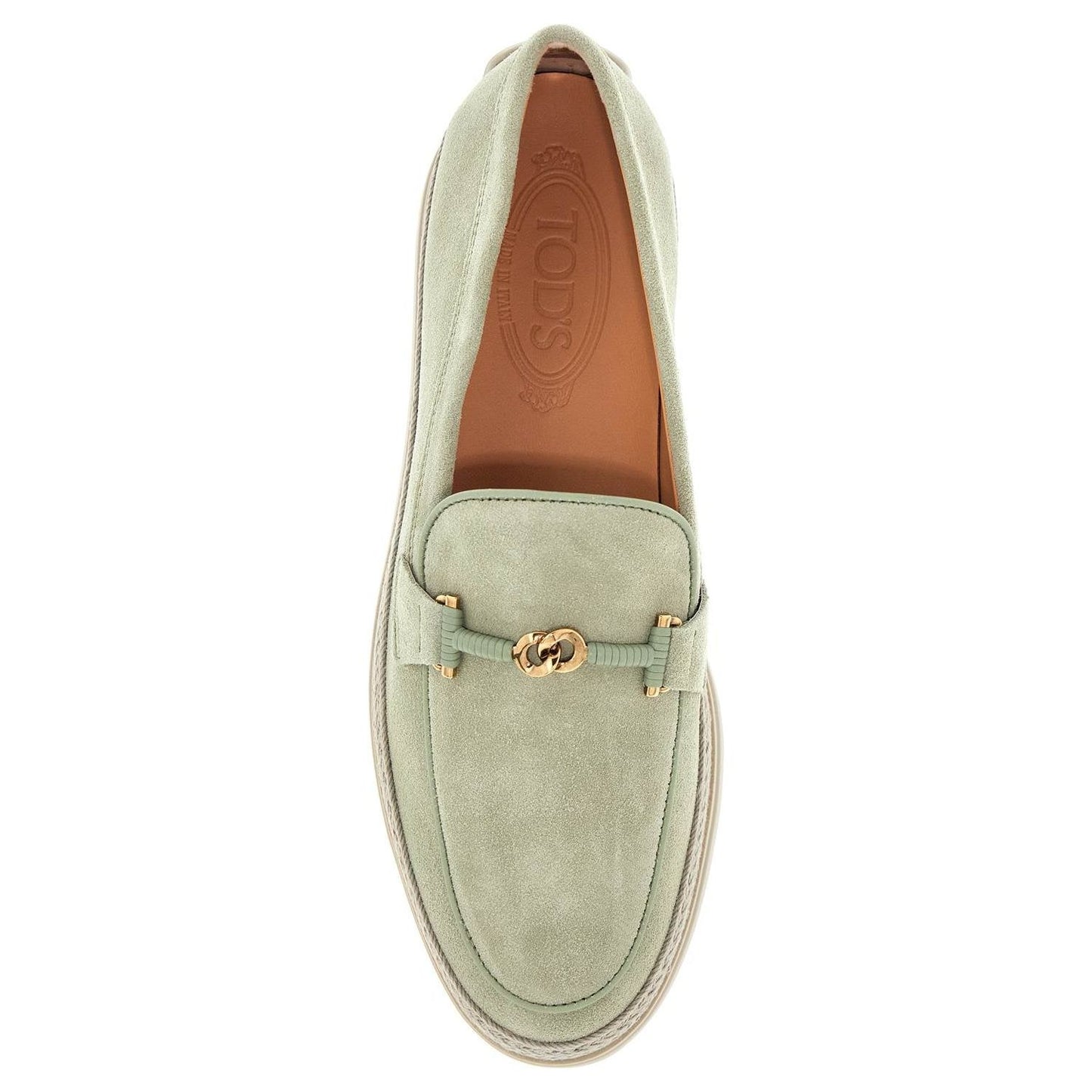 Tod'S oil green calfskin loafers with leather sole and gold detail Loafers Tod'S Dark Gray