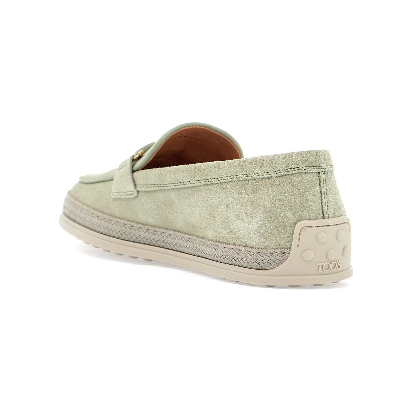 Tod'S oil green calfskin loafers with leather sole and gold detail Loafers Tod'S Gray