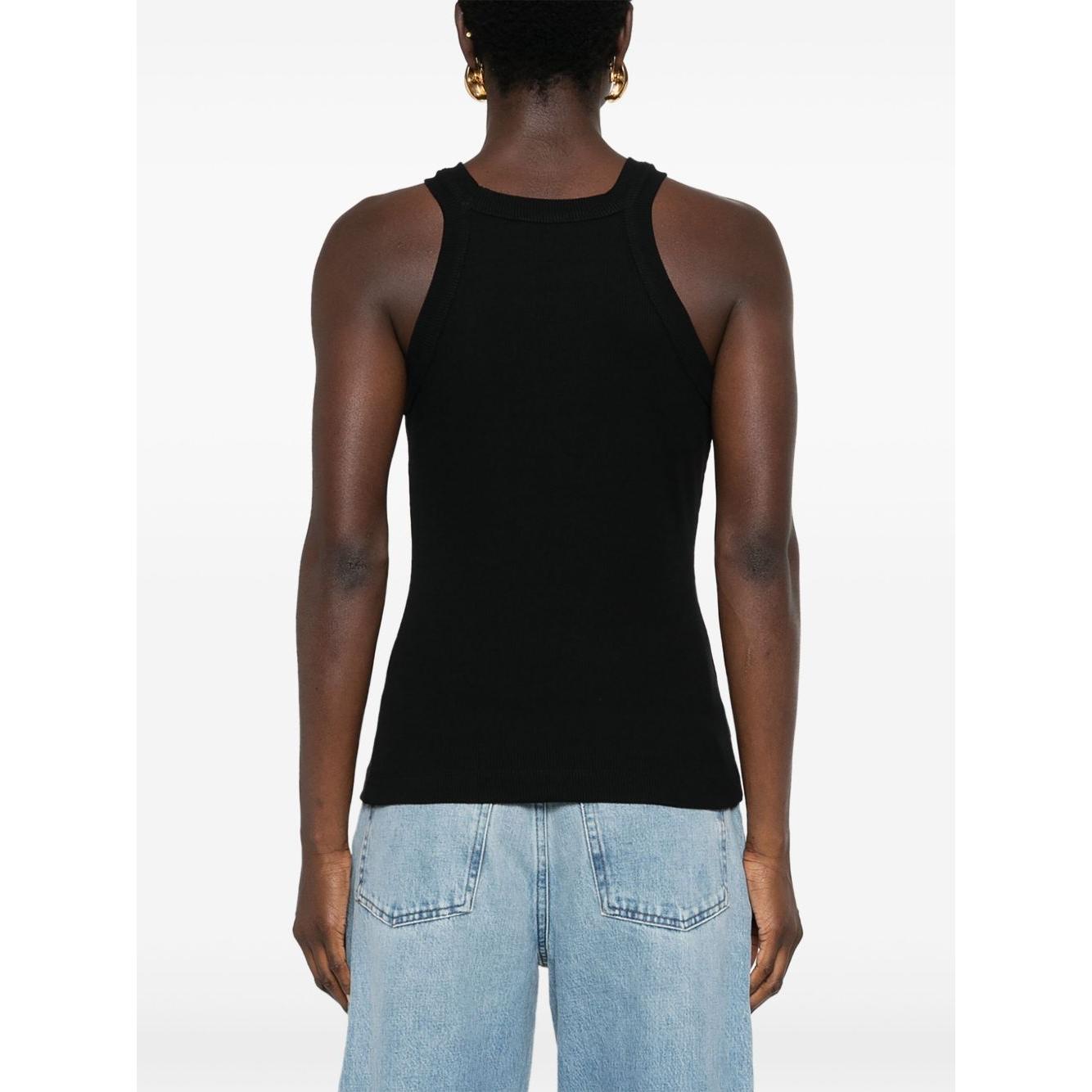 Closed logo-embroidered ribbed tank top