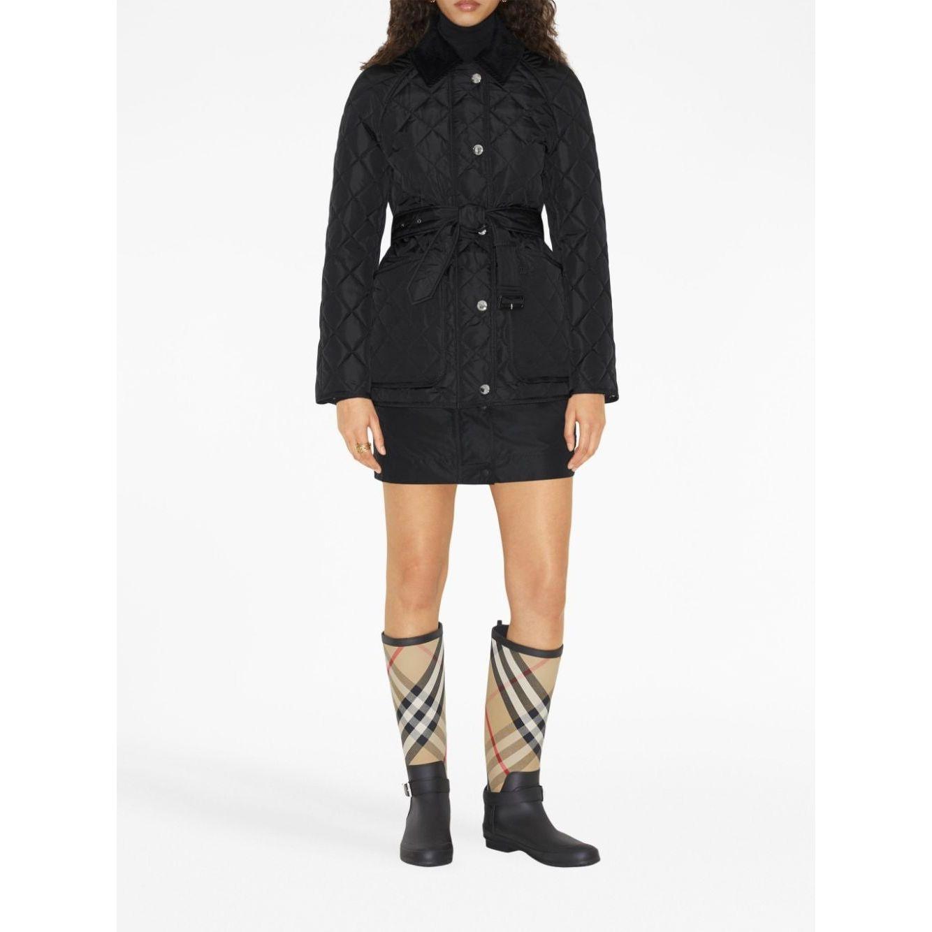 Burberry EKD-embroidered diamond-quilted jacket