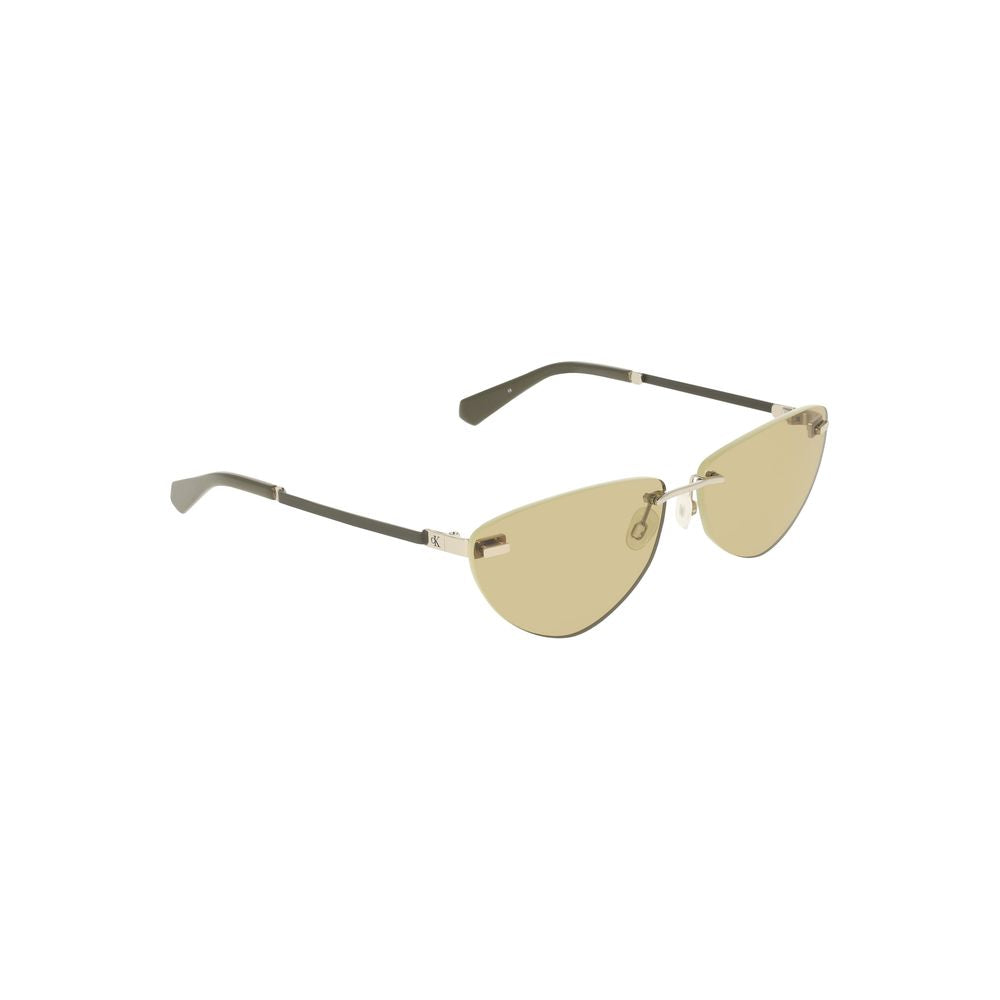 Calvin Klein green metal women's sunglasses with sleek drop-shaped lenses and stylish frame, perfect for elevating your fashion statement.