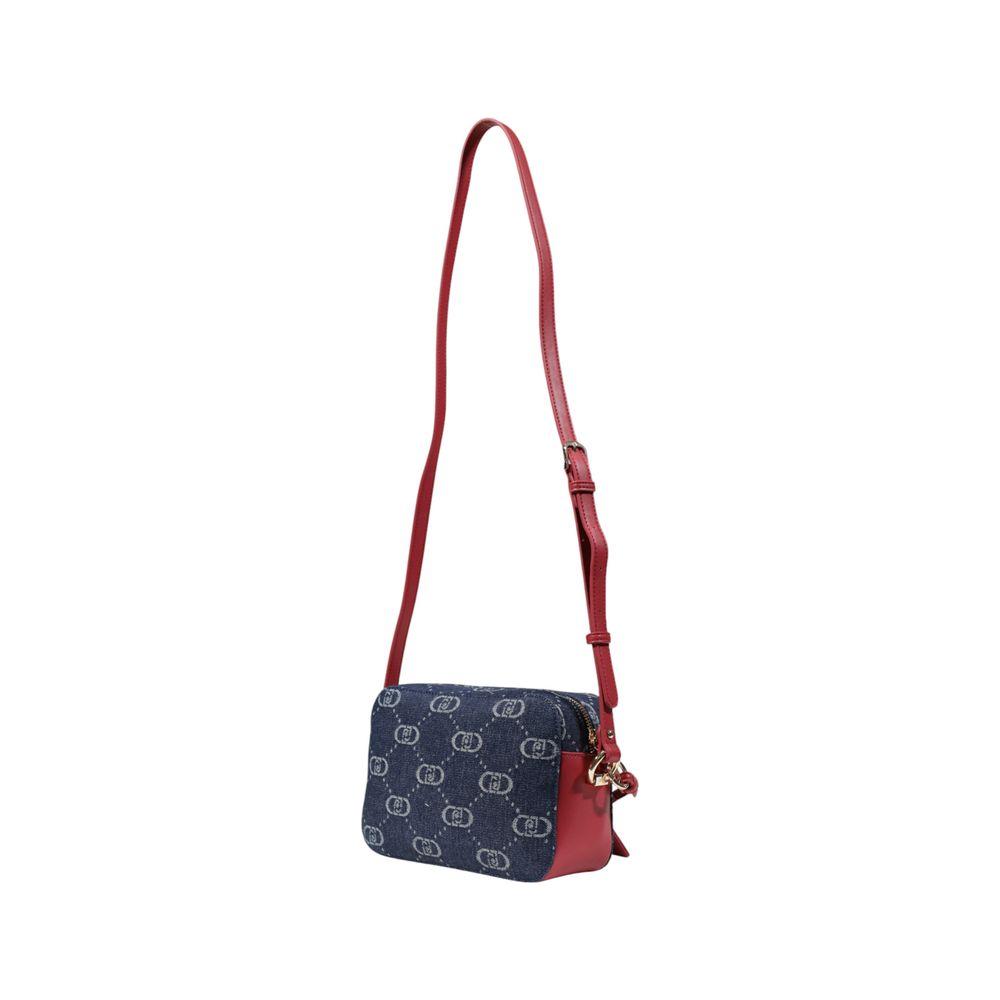 Liu Jo blue polyester handbag with red strap, women's medium bag, perfect for spring/summer collection.