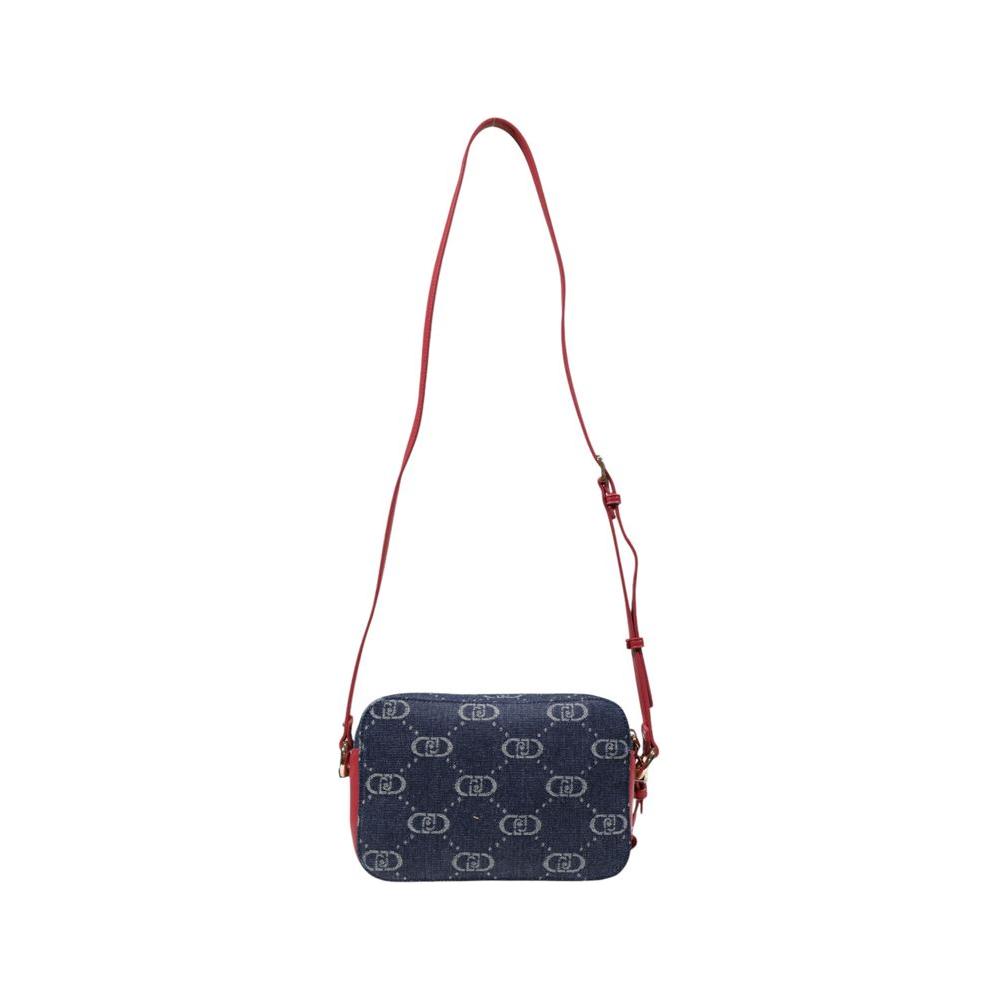 Liu Jo blue women's medium spring/summer handbag with red strap, made of polyester and polyurethane.
