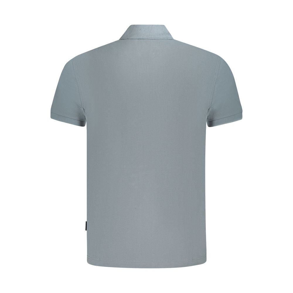 Back view of Napapijri gray cotton men polo shirt with short sleeves