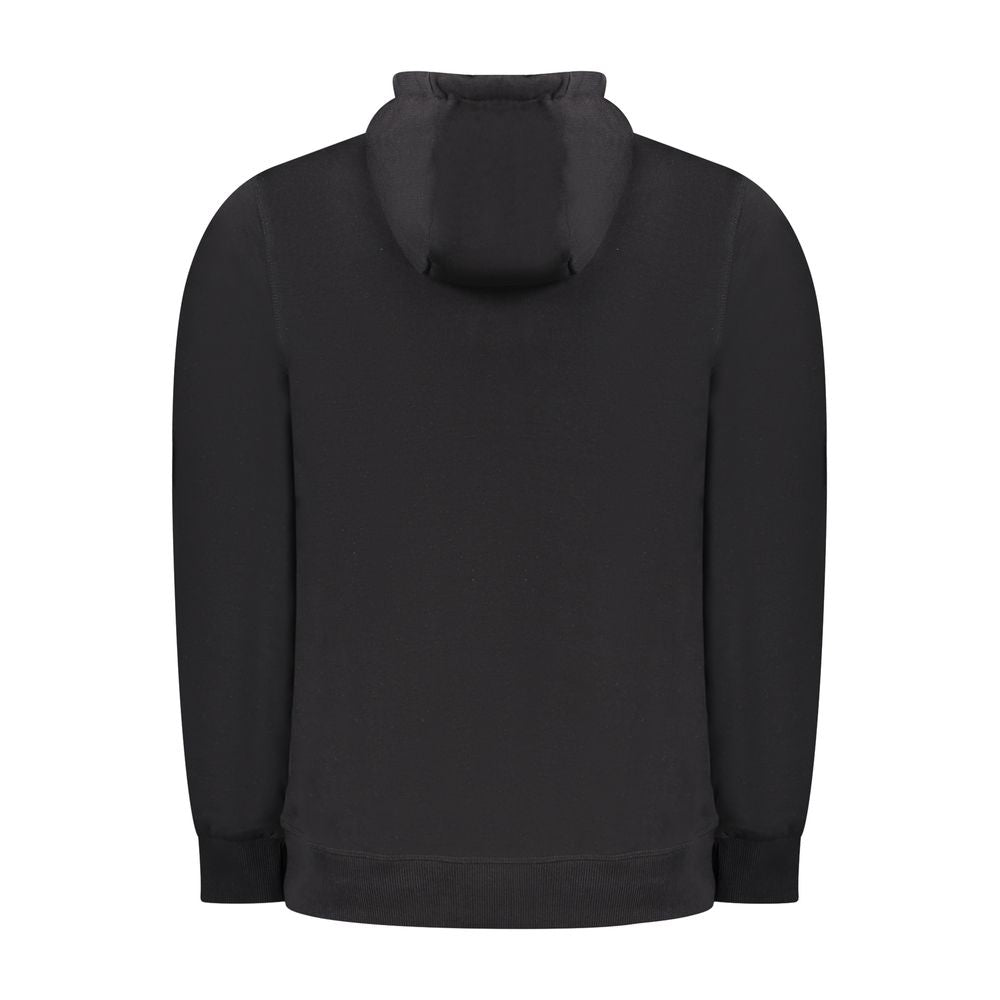 Back view of North Sails men's black cotton sweater, long sleeve with hood. Perfect for cozy, off-duty style.