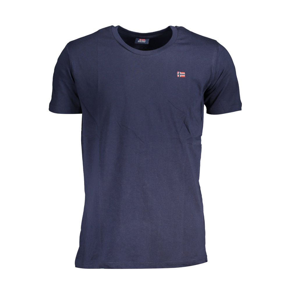 Men's Norway 1963 Blue Cotton T-Shirt with Short Sleeves and Crew Neck, Featuring Signature Logo