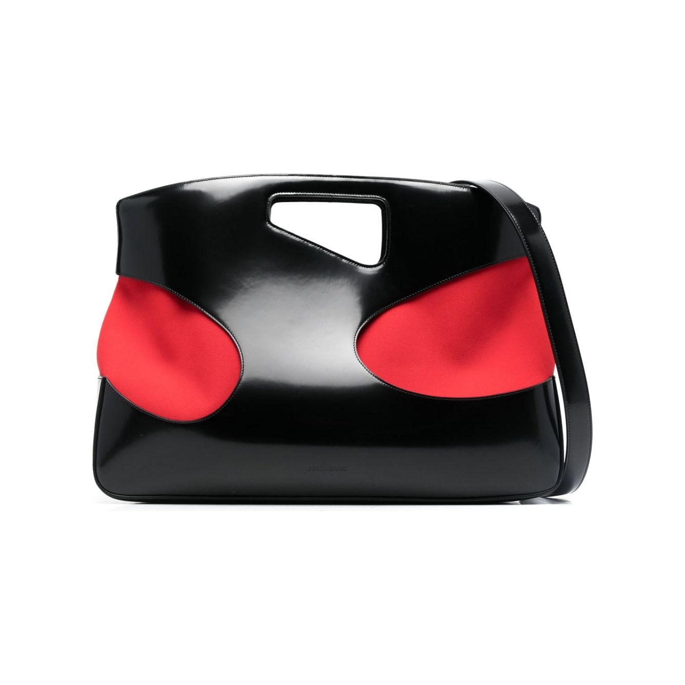 Front view with bag zipped and handles upright.