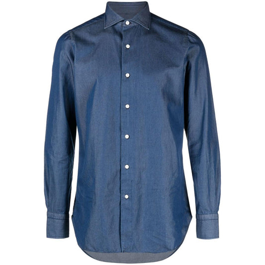 FINAMORE 1925 NAPOLI Shirts Blue Shirts Finamore 1925 Napoli Dark Slate Blue