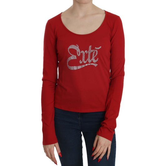 Exte Ravishing Red Crystal Embellished Blouse Exte Brown