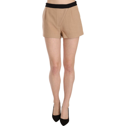 Costume National Shorts Beige Cotton Mid Waist Mini Short