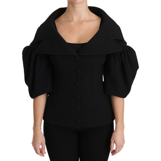 Dolce & Gabbana Elegant Black Virgin Wool Coat Dolce & Gabbana Rosy Brown