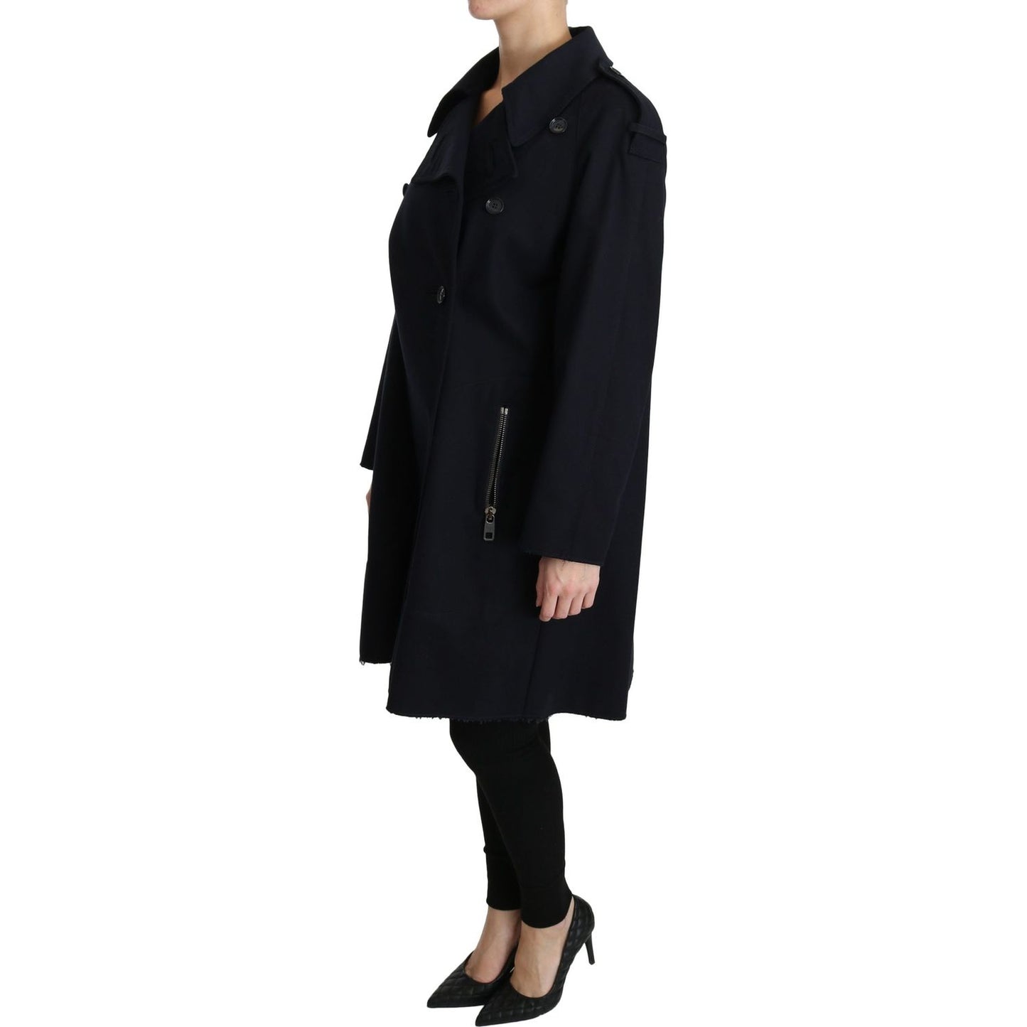Dolce & Gabbana Coat Blue Cotton Women Trench Jacket JKT2495-36