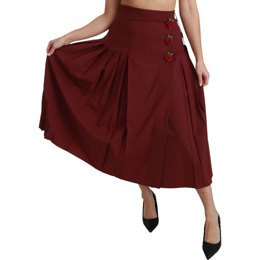 Dolce & Gabbana Elegant Red High Waist Virgin Wool Skirt Dolce & Gabbana Dark Red