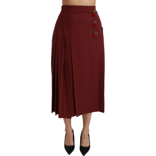 Dolce & Gabbana Elegant Red High Waist Virgin Wool Skirt Dolce & Gabbana Dark Red