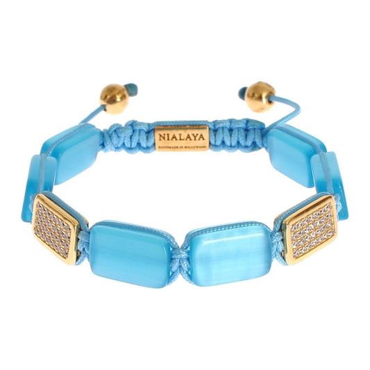 Nialaya Elegant Blue Opal & Diamond-Studded Bracelet Bracelet Nialaya Sky Blue