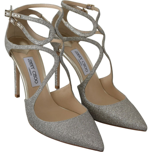 Jimmy Choo Platinum Ice Lancer Leather Pumps - Elegance Refined Jimmy Choo Dim Gray