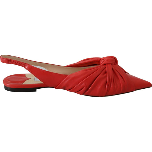 Jimmy Choo Chic Red Pointed Toe Leather Flats Shoes Jimmy Choo Brown