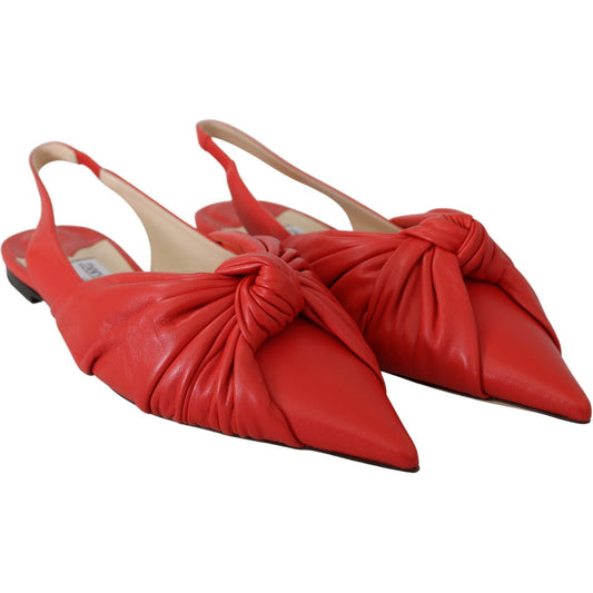 Jimmy Choo Chic Red Pointed Toe Leather Flats Shoes Jimmy Choo Brown