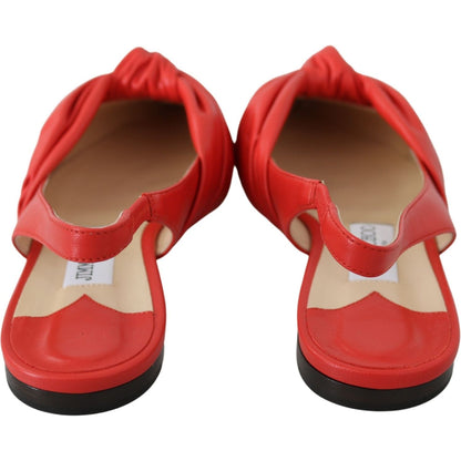 Jimmy Choo Annabell Flat Nap Chilli Leather Flat Shoes Shoes