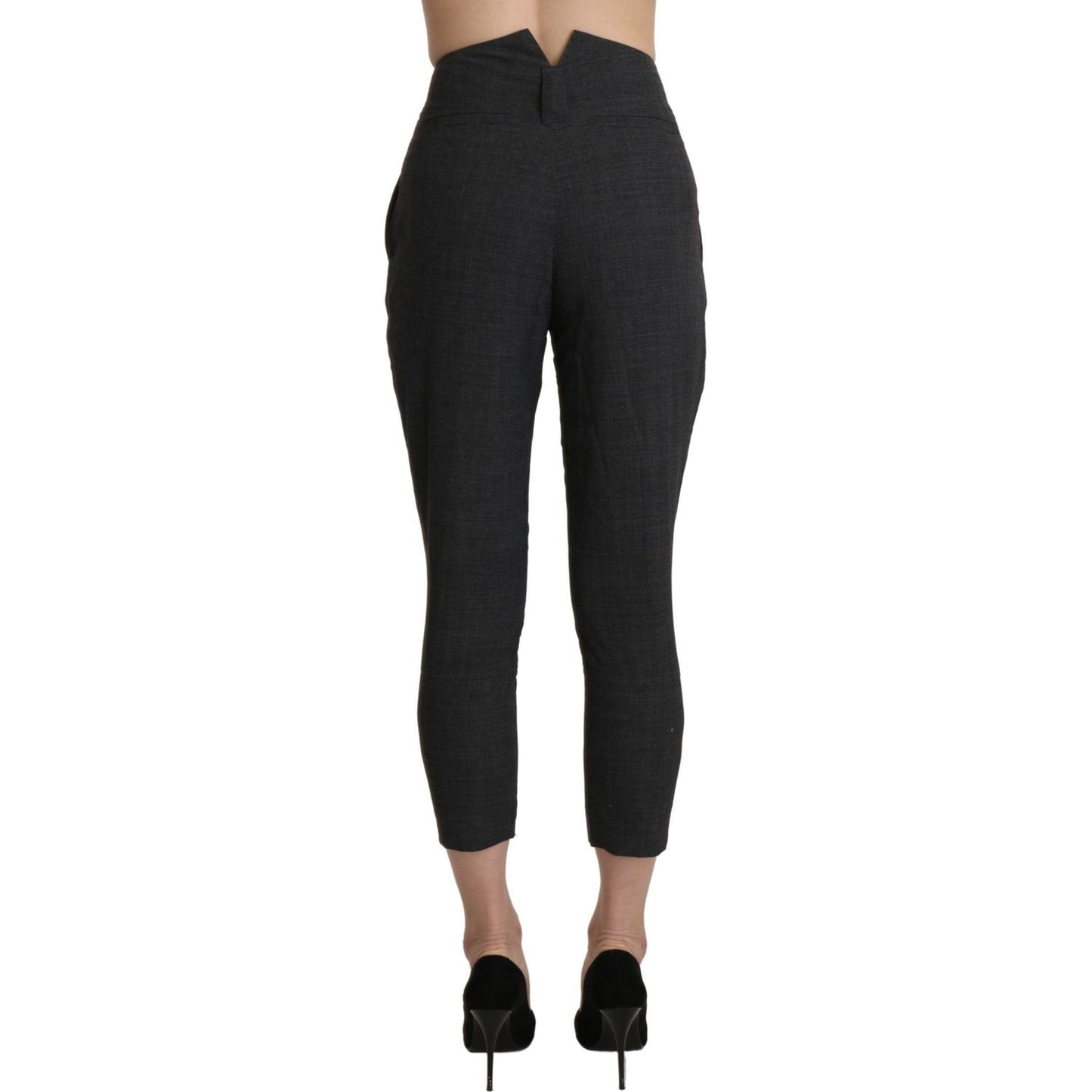 Ermanno Scervino Gray High Waist Capri Cropped Cotton Pants