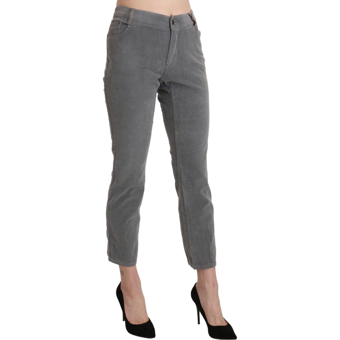 Ermanno Scervino Gray Cropped Cotton Stretch Trouser Pants PAN71148-46