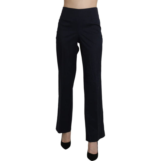 BENCIVENGA Navy Blue High Waist Straight Cotton Pants BENCIVENGA Black