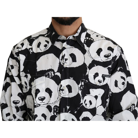 Dolce & Gabbana Panda Print Pure Cotton Shirt - Black White Dolce & Gabbana Black