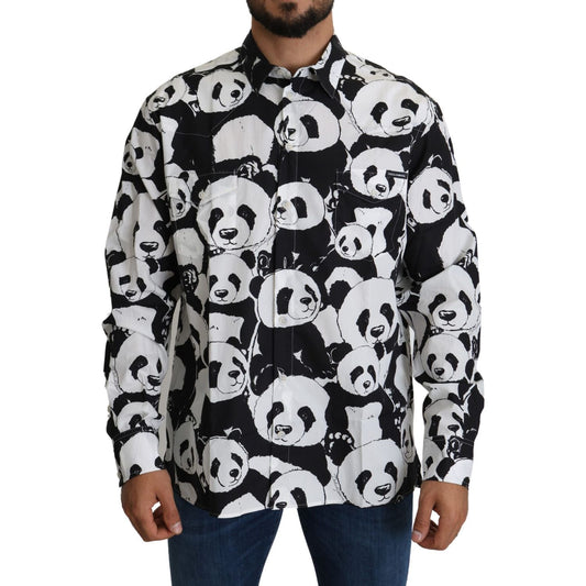 Dolce & Gabbana Panda Print Pure Cotton Shirt - Black White Dolce & Gabbana Light Gray