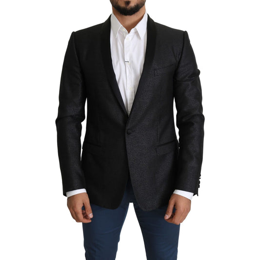 Dolce & Gabbana Elegant Black Jacquard Slim Fit Blazer Dolce & Gabbana Black